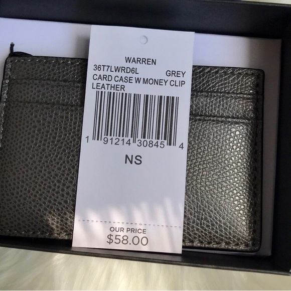 NWT Michael Kors Gray leather money clip